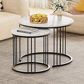 Garden 4 you Couchtisch Rund, Satztisch 2er Set,