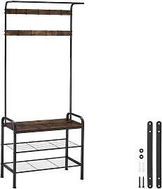 Garderobe - 73,5x36x184cm, Industrial Holz dunkel, 