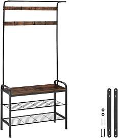 Garderobe - 85,5x36x184cm, Industrial Holz dunkel, 