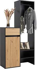 Garderobe Andy in Schwarz/Eiche