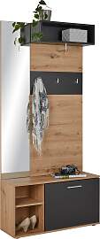 Garderobe in Grau/Eichefarben