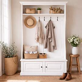 Garderobe mit Schuhschrank weiß im Landhausstil