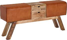 Garderobenbank ca. 12x56x30 cm Leder Braun