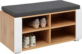 Garderobenbank in Grau/Weiß/Eichefarben