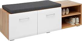 Garderobenbank in Grau/Weiß/Eichefarben