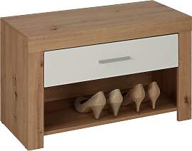 Garderobenbank in Weiß/Eichefarben