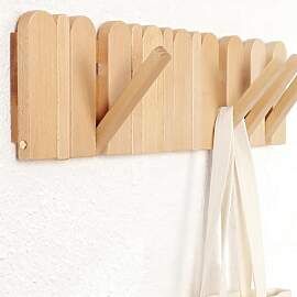 Garderobenleiste Buche Natur mit 8 Haken: klappbar 