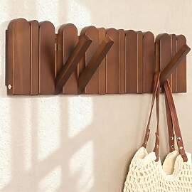 Garderobenleiste Holz im Massivholz-Stil mit 8