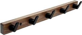 Garderobenleiste Holz mit 5 Aluminium-Haken,