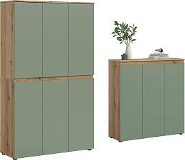 Garderobenschrank Scarpa Graugrün/Eiche