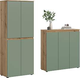 Garderobenschrank Scarpa Graugrün/Eiche