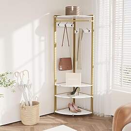 Garderobenständer Ecke, Eckgarderobe Metall mit 6 
