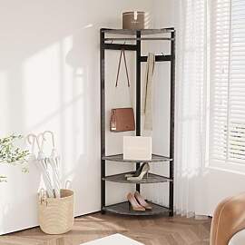 Garderobenständer Ecke, Eckgarderobe Metall mit 6 