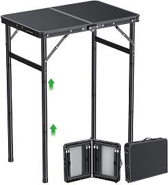 GARLLEN Klappbarer Campingtisch, 60x40cm mit 3