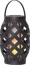 Garten-Laterne FLAME L black, Feuer-Effekt &
