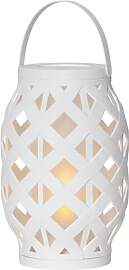 Garten-Laterne FLAME L weiß, Feuer-Effekt &