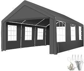 Garten Pavillon 6x4m mit 4 Seitenteilen - grau