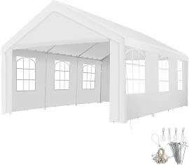 Garten Pavillon 6x4m mit 4 Seitenteilen - weiß