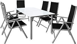Garten-Sitzgruppe Bern 7-tlg Silber Alu Milchglas