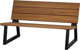 Gartenbank Ayous - Metall Schwarz, Ayous-Holz Natur