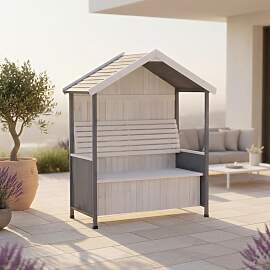 Gartenbank Giuliana Grau/Weiß aus Holz