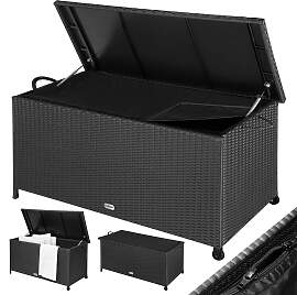 Gartenbox Polyrattan Schwarz 117x53x60cm mit
