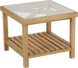 Gartencouchtisch Varm aus Teakholz mit Glasplatte, 