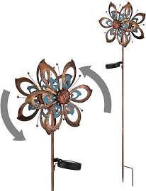 Gartendeko LED Solarlampe Windrad Terrassenlampe