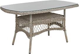 Gartenesstisch Kamomill 135x80 cm aus Kunst-Rattan 