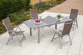 Gartengarnitur 5-tlg. Carrara Metall/Textil/Glas