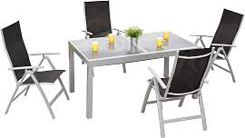 Gartengarnitur 5-tlg. Carrara Metall/Textil/Glas