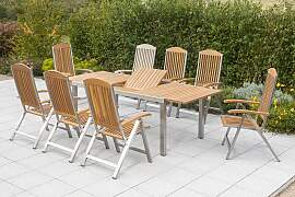 Gartengarnitur 9-tlg. Keros Holz/Metall
