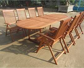 Gartengarnitur mit Ausziehtisch Eukalyptusholz