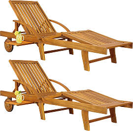 Gartenliege 2er-Set Akazienholz klappbar mit