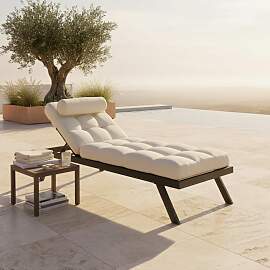 Gartenliege Avola Creme Outdoorstoff/Metall