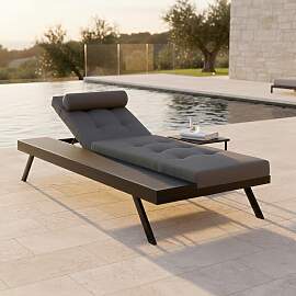 Gartenliege Avolina Dunkelgrau Outdoorstoff/Metall