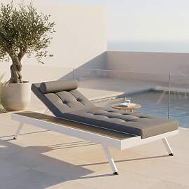 Gartenliege Avolina Dunkelgrau Outdoorstoff/Metall
