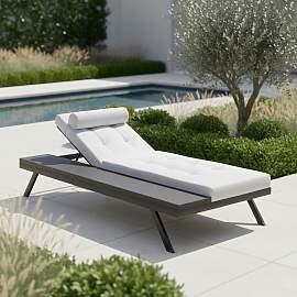 Gartenliege Avolina Hellgrau Outdoorstoff/Metall