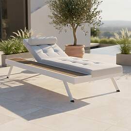 Gartenliege Avolina Steingrau Outdoorstoff/Metall