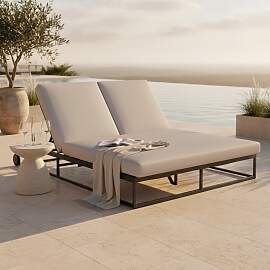 Gartenliege Berry Hellgrau Metall/Outdoorstoff