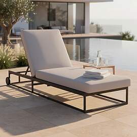 Gartenliege Berry Hellgrau Outdoorstoff/Metall