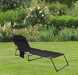 Gartenliege Bindox L ca. 55x24x185 cm Schwarz