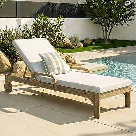 Gartenliege Elja Grau Holz/Textil