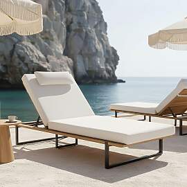 Gartenliege Eva Creme Holz/Textil/Metall