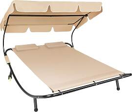 Gartenliege für 2 Personen - schwarz/beige