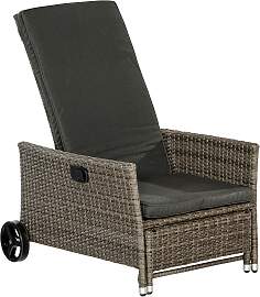 Gartenliege Komfort mit Auflage, Rollen +