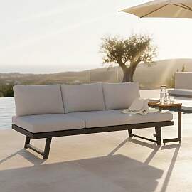 Gartenliege Loan Grau Holz Metall/Outdoorstoff