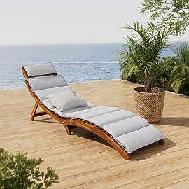 Gartenliege Natalie Beige Holz/Textil