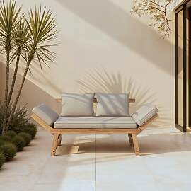 Gartenliege Pia Grau Akazie/Outdoorstoff