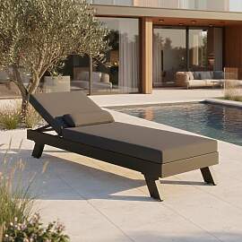 Gartenliege Susa Dunkelgrau Metall/Outdoorstoff